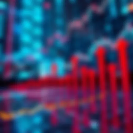 A visual representation of market trends with upward arrows and stock charts.