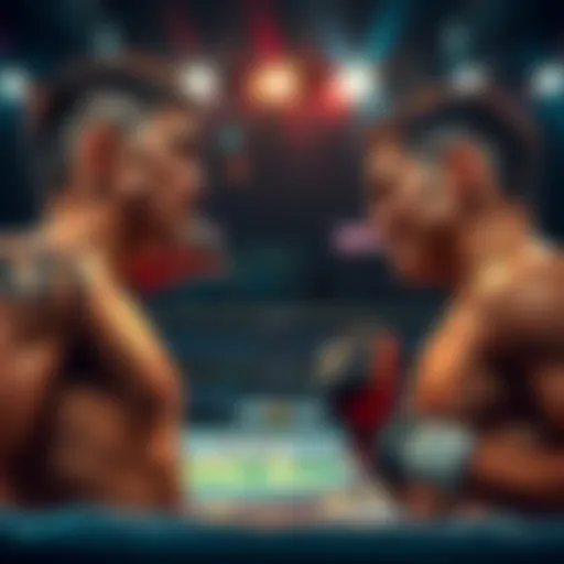 Matheus Mattes stands ready to fight against Lazaro Dayron in the ring, both fighters displaying determination