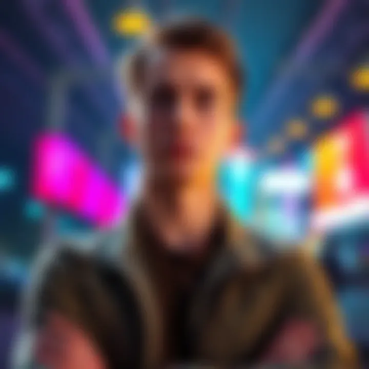 Max Christie, a young man in casual attire, pondering investment decisions with a concerned expression