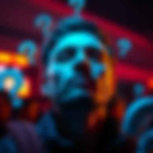 A person named Max looking hopeful and determined, surrounded by question marks symbolizing high expectations.