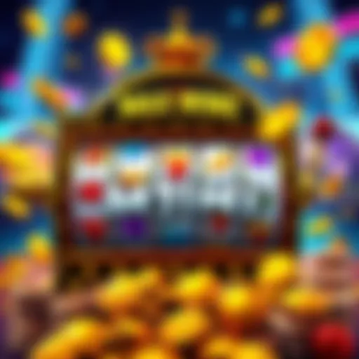 A colorful slot machine with fruit symbols and coins, representing a popular slot game among players.