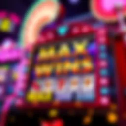 A colorful slot machine with flashing lights and winning symbols such as cherries and bars, showcasing the excitement of gaming.