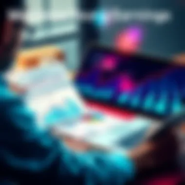 A person analyzing financial charts with graphs showing upward trends, surrounded by notes and a laptop, representing strategies for increasing gains.