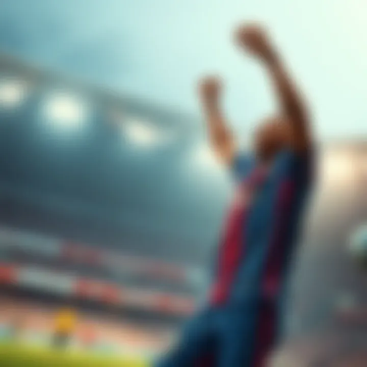Mbappé Celebrating a Goal Kylian Mbappé celebrating after scoring a goal with excitement in a stadium