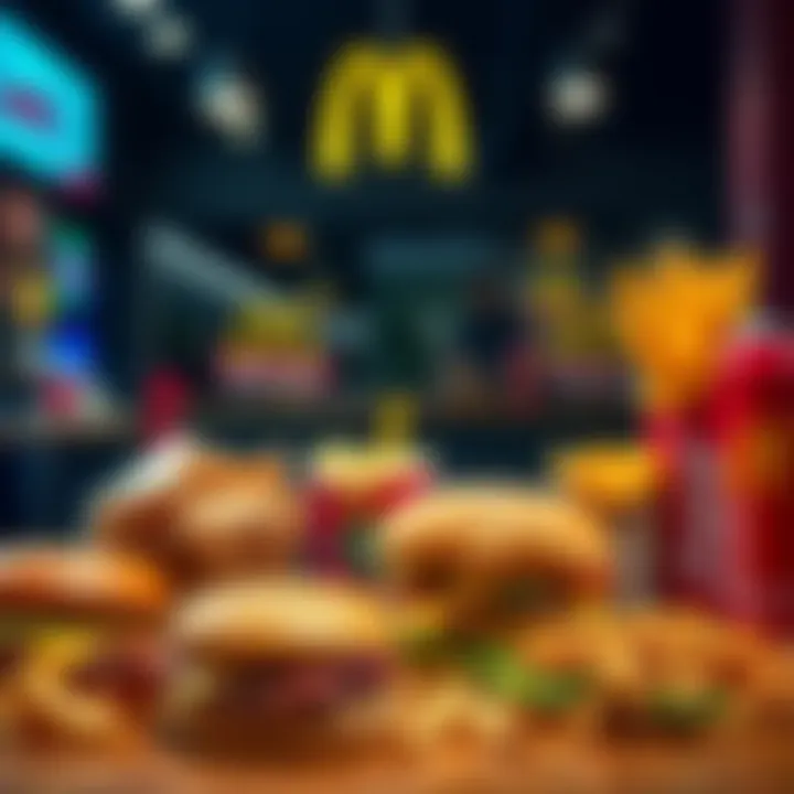 A variety of McDonald's menu items including burgers, fries, and drinks on a table