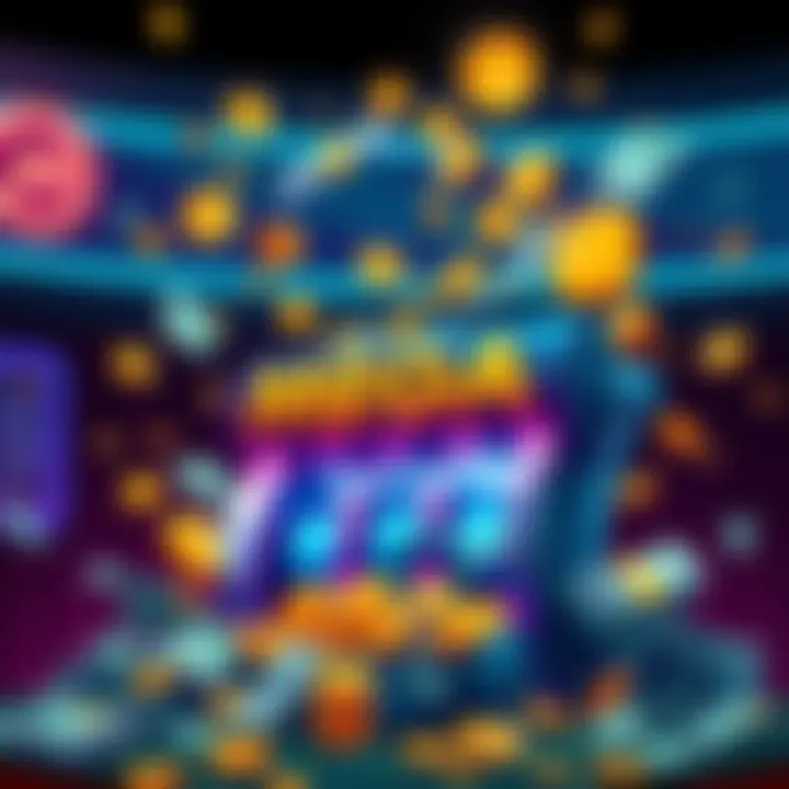 Illustration of a jackpot machine with rising coins and bills, symbolizing the Mega lottery jackpot growth