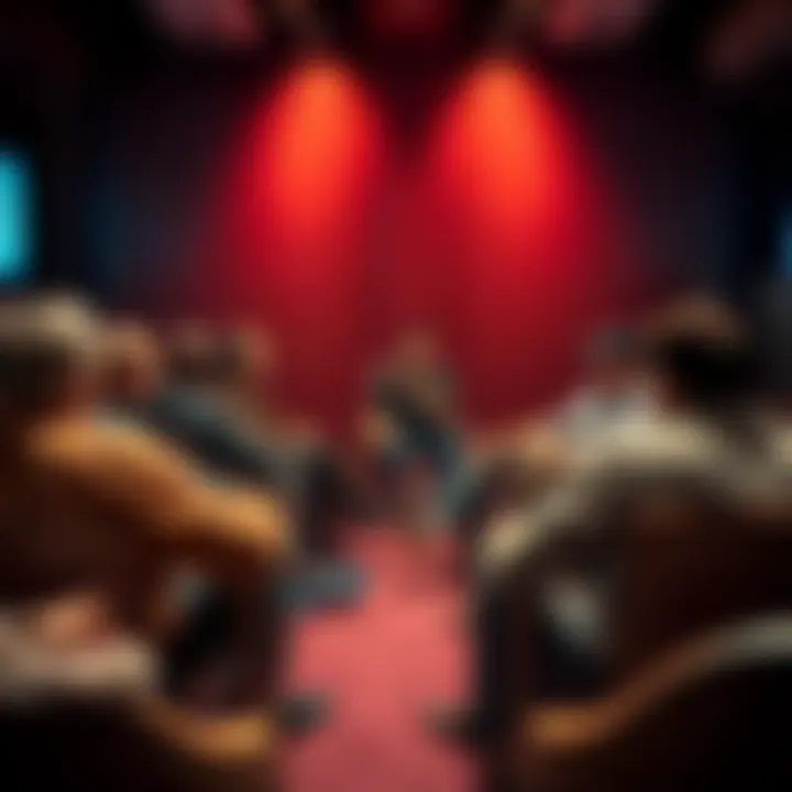A group of men seated in a circle at a support group meeting, sharing their experiences with gambling and day trading addiction.