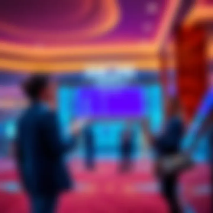 A guest checking in at a MGM property lobby, interacting with the staff while holding membership details, showcasing a welcoming atmosphere.