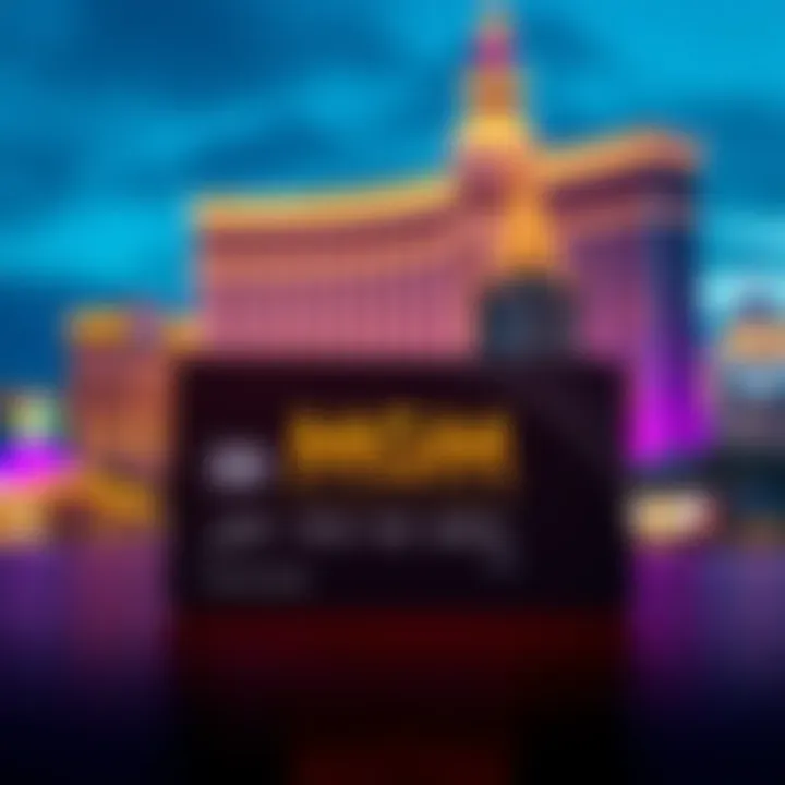 MGM Rewards card placed on a table with Las Vegas skyline in the background