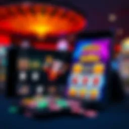 Screenshots of MGMslots and MyVegas apps showcasing rewards and features