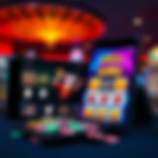 Screenshots of MGMslots and MyVegas apps showcasing rewards and features