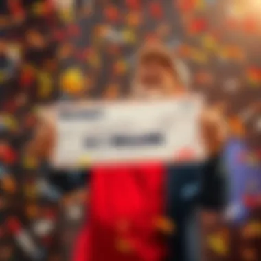 Michigan Lottery Winner A joyful person holding a check for $1 million with confetti falling around them