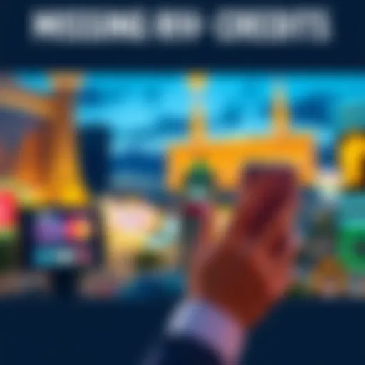 A worried person checking their Caesars Visa account on a smartphone, looking concerned about lost reward credits, with a Las Vegas skyline in the background.