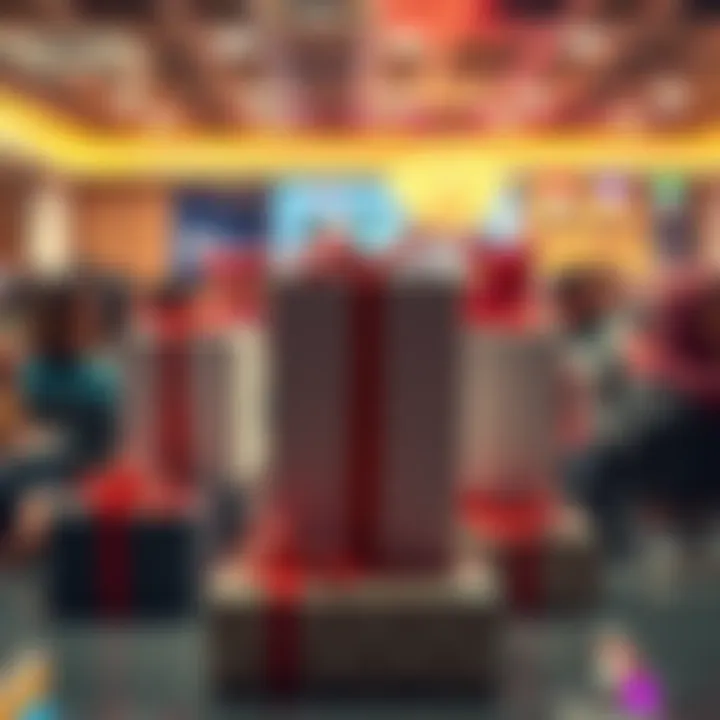 Missing VIP Gifts Representation of absent VIP gifts with empty boxes and disappointed people looking on