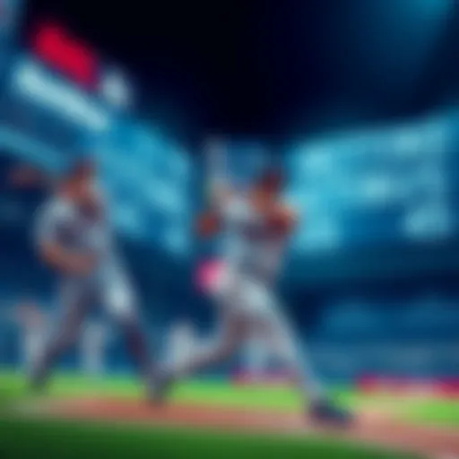 Players hitting home runs in a baseball game with betting lines displayed in the background.