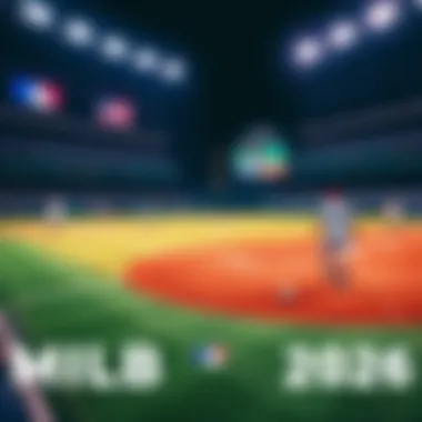 A baseball field with players in action during a game, showcasing odds and betting information for MLB games
