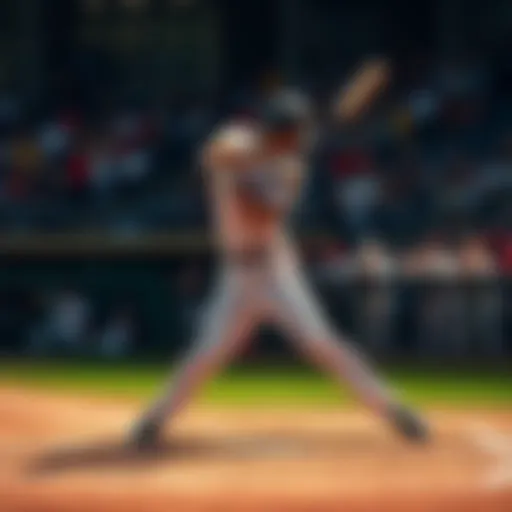 A baseball player swinging a bat at a pitch during a game, with a crowd in the background cheering.