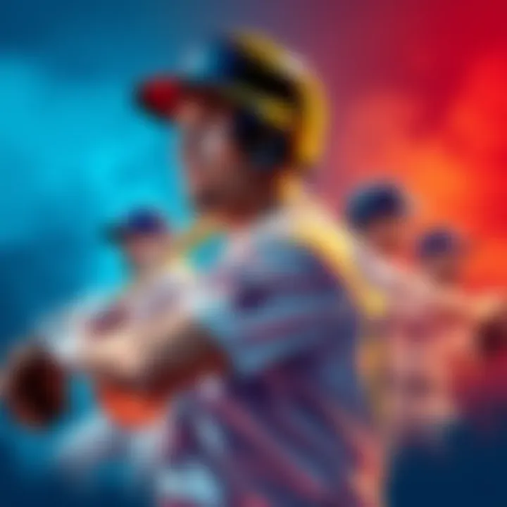 MLB Betting Picks Illustration of baseball players with betting odds and statistics for MLB games