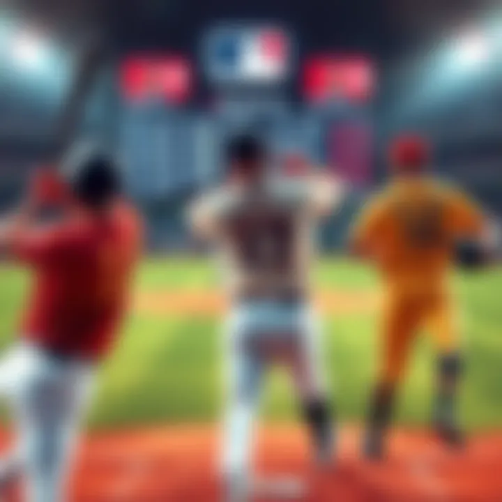 Baseball players on the field with betting odds displayed in the background