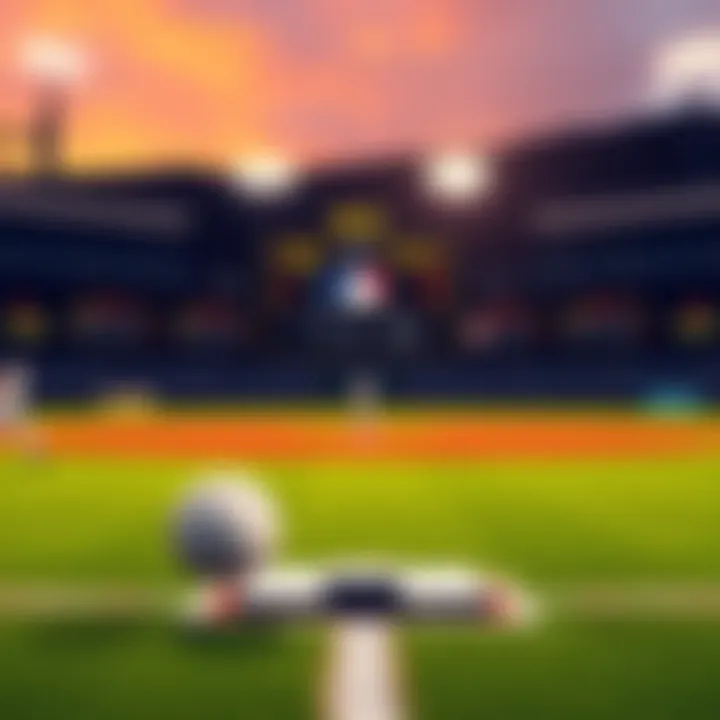 A baseball field with a scoreboard showing team stats and betting odds, representing MLB betting analysis.