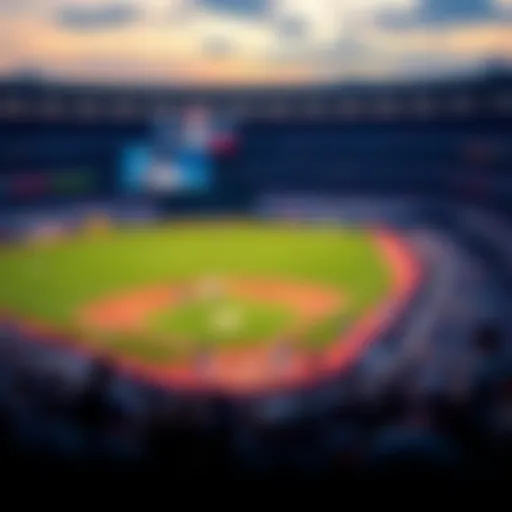 A baseball field during a game with players in action, representing MLB betting predictions
