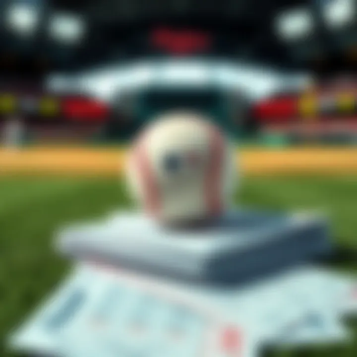 A baseball field with betting slips and a baseball on top, showcasing tips for MLB betting on May 13, 2026