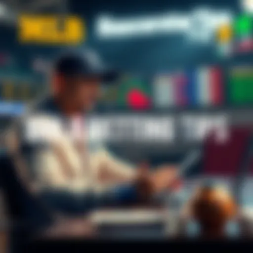 A baseball fan analyzing game statistics and making betting choices with a laptop and notes