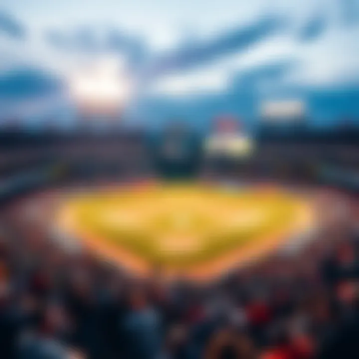 A baseball stadium packed with fans, showing excitement for MLB betting on May 3, 2025, with players warming up on the field.