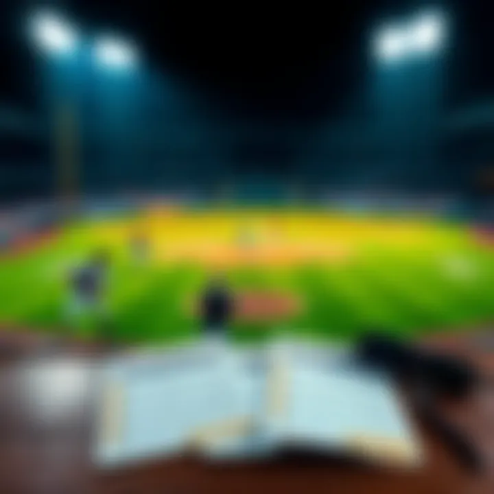 A baseball field with players in action and betting slips on a table, illustrating MLB betting strategies for August 19, 2025.