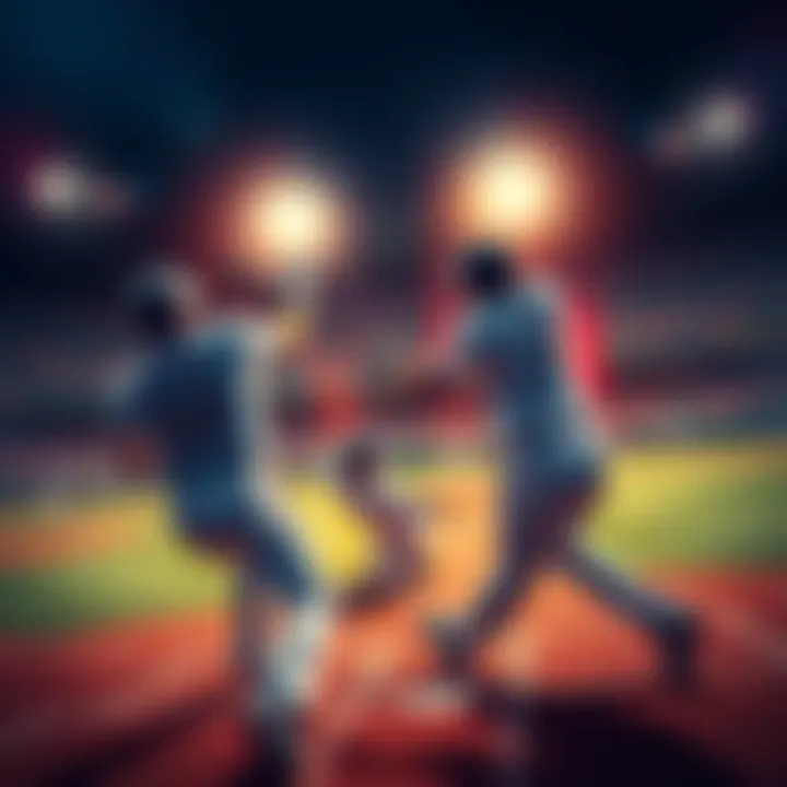 Baseball players hitting home runs during a game