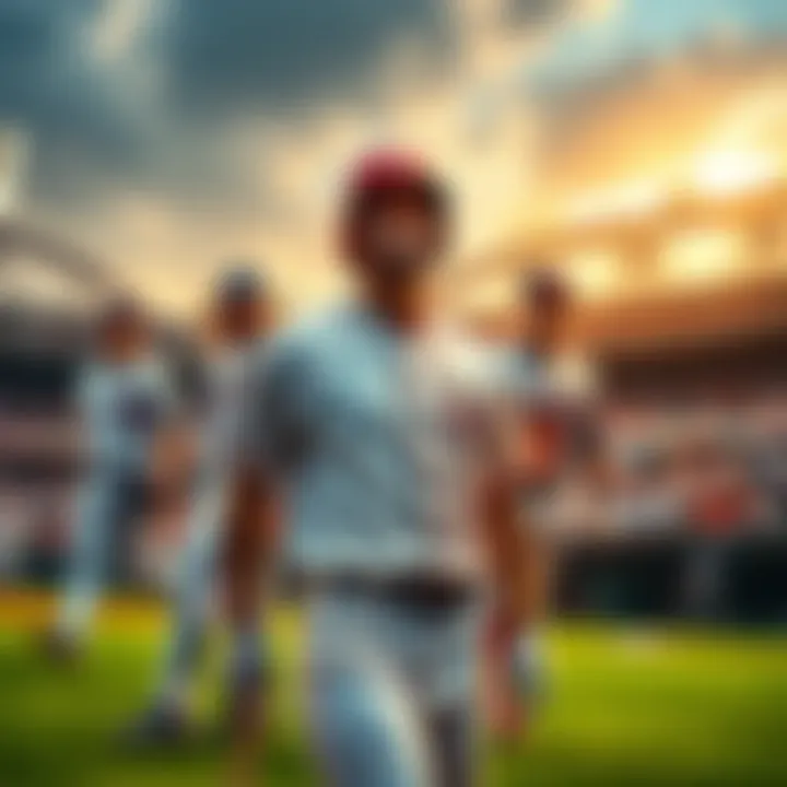 Baseball players on a field with betting tickets and odds displayed
