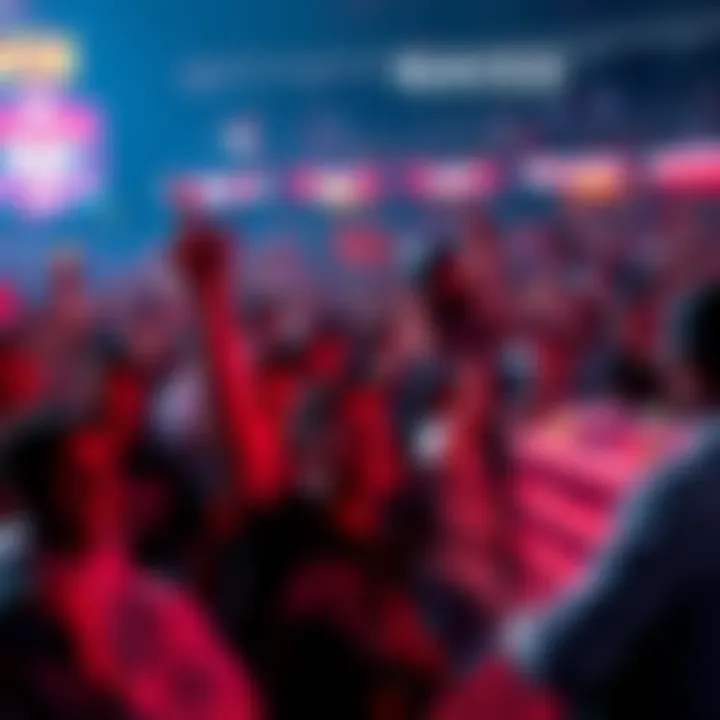 Crowd of MLB fans cheering and placing bets during a special event on May 5, 2025