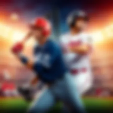 MLB Game Analysis Graphic showing two baseball teams in action with statistics and odds highlighted