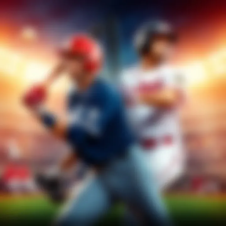 MLB Game Analysis Graphic showing two baseball teams in action with statistics and odds highlighted