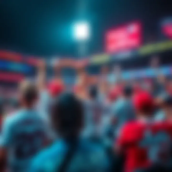 MLB Game Betting Fans cheering in a stadium during an MLB game, holding signs and wearing team jerseys.