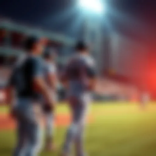 Baseball players on the field ready for a game
