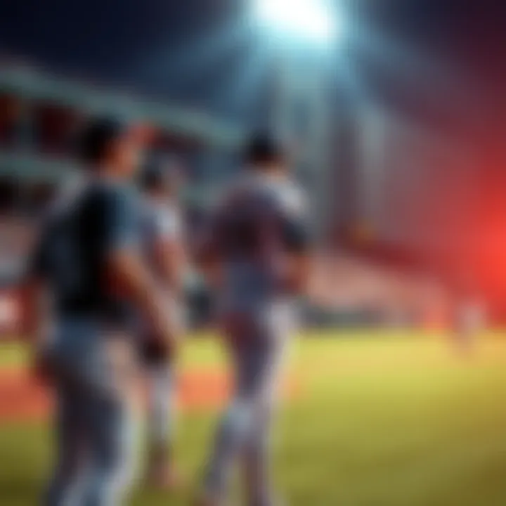 Baseball players on the field ready for a game