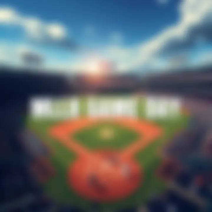 MLB Game Day A baseball field with teams playing during a Major League Baseball game on a sunny day.
