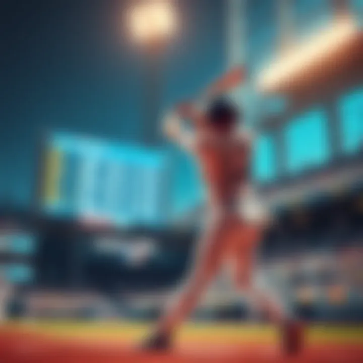 MLB Home Run Betting Tips A baseball player swinging a bat in a stadium, with a scoreboard showing home run stats in the background.