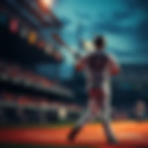 A baseball player preparing to hit a home run while fans cheer in the stands at a stadium