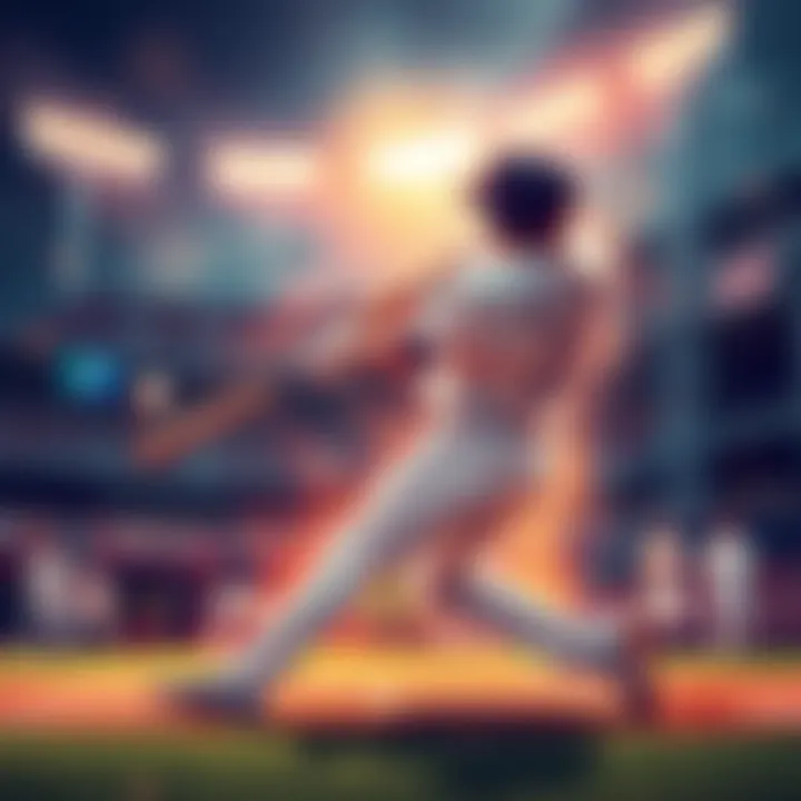 Illustration of a baseball player hitting a home run during a game