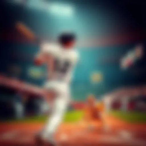 A baseball player hitting a home run during a game, with the crowd cheering in the background