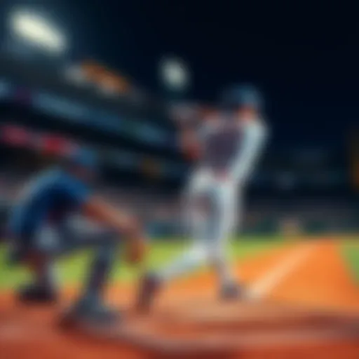 A baseball player swings at a pitch, connecting for a home run during a game in the MLB.