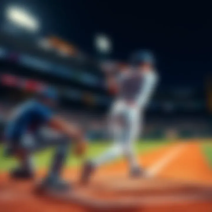 A baseball player swings at a pitch, connecting for a home run during a game in the MLB.