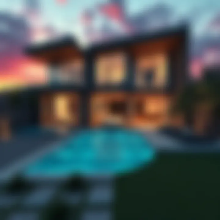 Modern Complete House A stunning view of a modern, innovative house showcasing unique design elements and architecture.