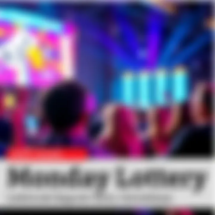 A group of excited fans watching a lottery game on Monday night, filled with anticipation and surprises.