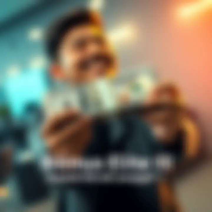 A person smiling while holding a stack of cash, representing earnings from the Elite Bonus III program.