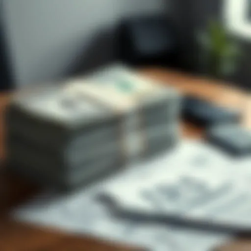 A stack of cash next to IRS tax forms on a table, symbolizing tax obligations for earnings