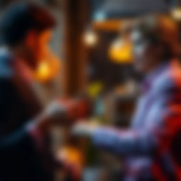 A woman receiving cash from a man, discussing the implications of accepting money from men