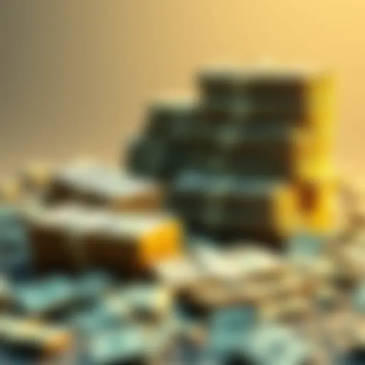 A visual representation of investment strategy with a stack of cash transforming into a larger pile, symbolizing the growth of $1000 to $100,000.